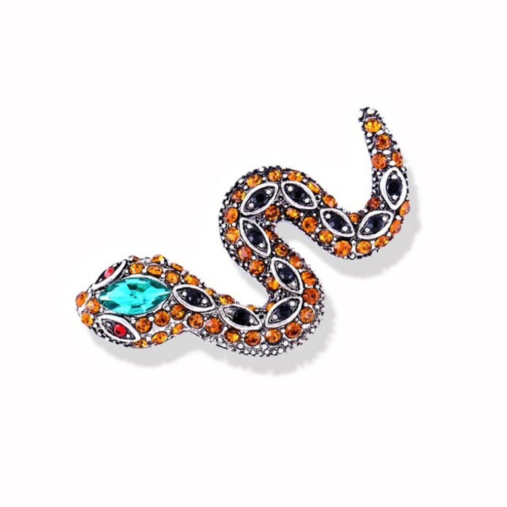 Rhinestone Snake Pin Broach Necklace